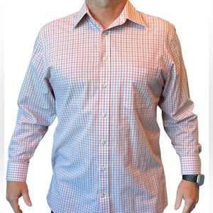Stafford Men’s Button Down Blue and Red Checkered Regular Fit Shirt Size 15.5